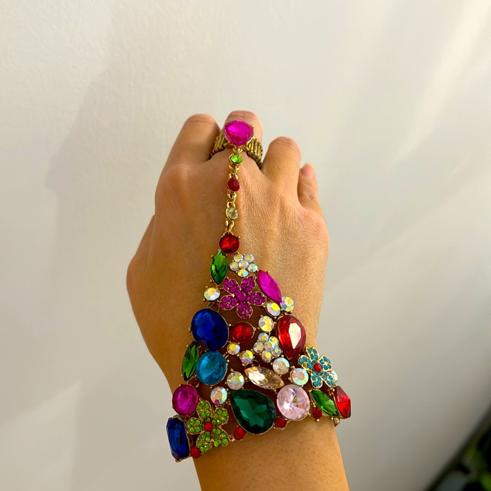 Bracelet ring bright funky 1 piece adjustable ring size colorful fashion ring